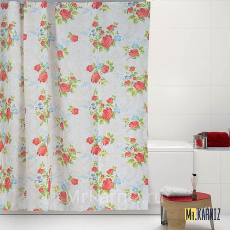 Штора для ванной Classic Rose красная Штора для ванной Classic Rose красная